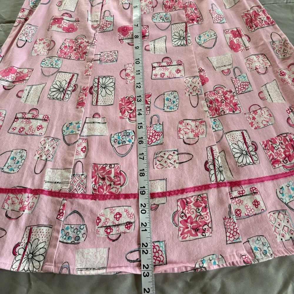 Dress Barn A-line Pink Women's Skirt with a handbag print size 10